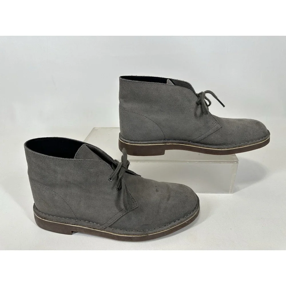 Clarks Bushacre 2 Gray Suede Leather Chukka Desert Boots Men's Size 8.5 M